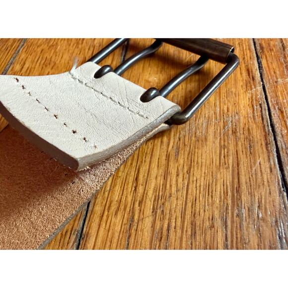 GAP Off-White Wide Textured Leather Belt Womens sz S - Picture 7 of 11